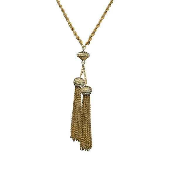 Banana Republic Gold-Tone Tassel Necklace With Rhinestone Accents & Twisted Rope - Picture 2 of 8